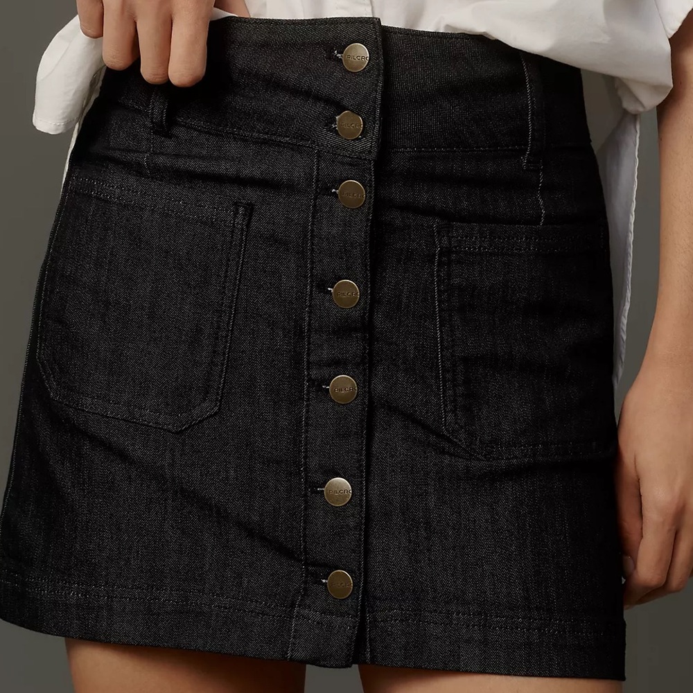 Anthropologie Pilcro Button Front Denim Mini Skirt - NWT - 12